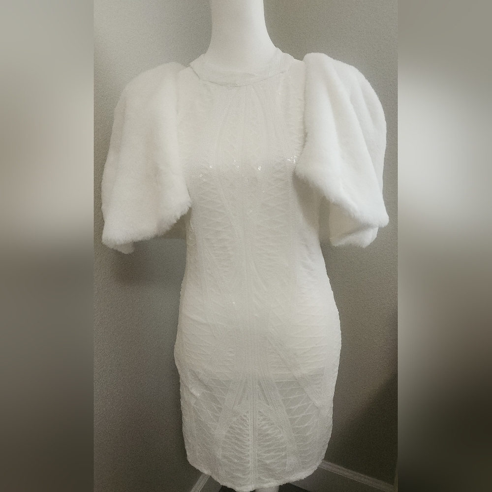 Bachelorette Bundle NWT Sequined Dress And Faux Fur Stole - Picture 2 of 11